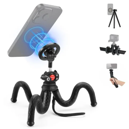 Neewer flexible tripod with mini ballhead and magnetic phone holder _ black
